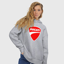 Толстовка оверсайз женская DUCATI ДУКАТИ ЭМБЛЕМА, цвет: меланж — фото 2