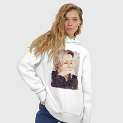 Толстовка оверсайз женская Задумчивый Чонгук, цвет: белый — фото 2