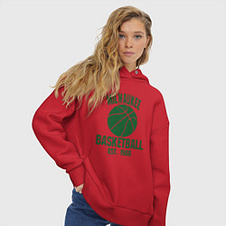 Толстовка оверсайз женская Milwaukee Basket, цвет: красный — фото 2