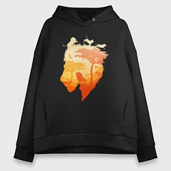 Толстовка оверсайз женская Africa - Lion, цвет: черный