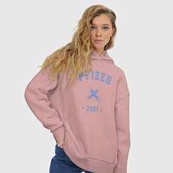 Толстовка оверсайз женская Pfizer 2021, цвет: пыльно-розовый — фото 2