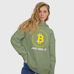 Толстовка оверсайз женская Just Hodl It - Биткойн, цвет: авокадо — фото 2