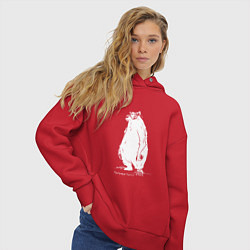Толстовка оверсайз женская Курьер - Медведь, цвет: красный — фото 2