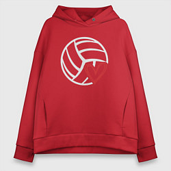 Толстовка оверсайз женская Love Volleyball, цвет: красный