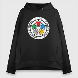 Толстовка оверсайз женская Judo Federation, цвет: черный