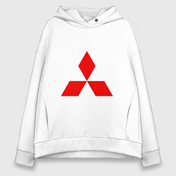 Толстовка оверсайз женская Красный логотип Митсубиси, цвет: белый