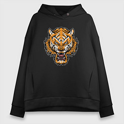Толстовка оверсайз женская Cool Tiger, цвет: черный