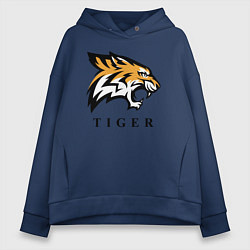 Толстовка оверсайз женская Тигр - Tiger, цвет: тёмно-синий