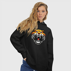 Толстовка оверсайз женская Power Tiger, цвет: черный — фото 2