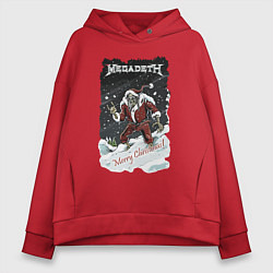 Толстовка оверсайз женская Merry Christmas, Megadeth, цвет: красный