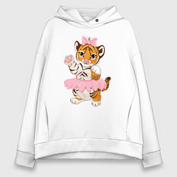 Толстовка оверсайз женская Tiger Girl, цвет: белый