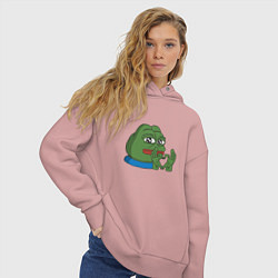 Толстовка оверсайз женская Pepe love пепе лов, цвет: пыльно-розовый — фото 2
