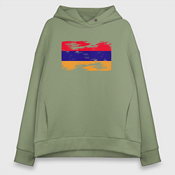 Толстовка оверсайз женская Армения - Флаг, цвет: авокадо