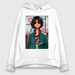 Толстовка оверсайз женская SQUID GAME 067, цвет: белый