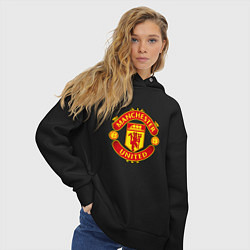 Толстовка оверсайз женская Манчестер Юнайтед логотип, цвет: черный — фото 2