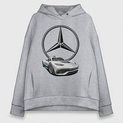 Толстовка оверсайз женская Mercedes - команда победителей!, цвет: меланж