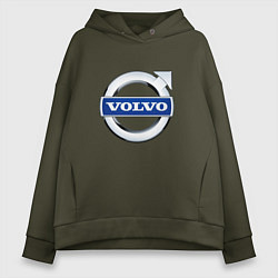 Толстовка оверсайз женская Volvo, логотип, цвет: хаки