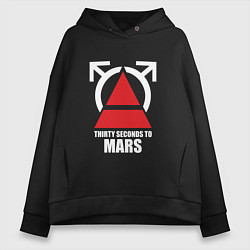 Толстовка оверсайз женская 30 Seconds To Mars Logo, цвет: черный