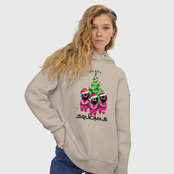 Толстовка оверсайз женская Guardians Merry squidmas, цвет: миндальный — фото 2