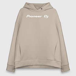 Толстовка оверсайз женская Pioneer DJ - Logo White, цвет: миндальный
