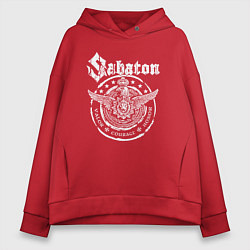 Толстовка оверсайз женская Белый логотип Sabaton, цвет: красный