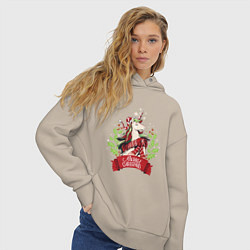 Толстовка оверсайз женская Christmas Unicorn, цвет: миндальный — фото 2