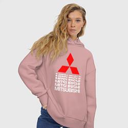 Толстовка оверсайз женская MITSUBISHI МИЦУБИСИ МИТСУБИСИ МИЦУБИШИ LOGO STYLE, цвет: пыльно-розовый — фото 2