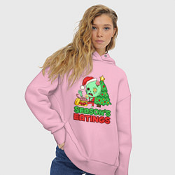 Толстовка оверсайз женская Christmas Zombie, цвет: светло-розовый — фото 2