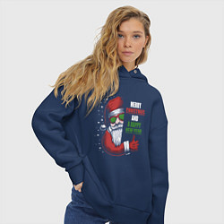 Толстовка оверсайз женская Merry Christmas and Happy New Year!, цвет: тёмно-синий — фото 2