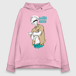 Толстовка оверсайз женская Учитель Годжо из Магической Битвы, цвет: светло-розовый
