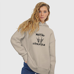 Толстовка оверсайз женская Металлика Metallica рок, цвет: миндальный — фото 2