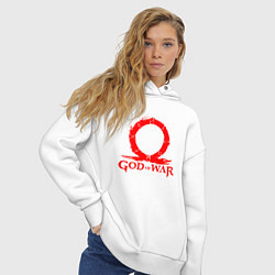 Толстовка оверсайз женская GOD OF WAR RED LOGO RAGNAROK, цвет: белый — фото 2