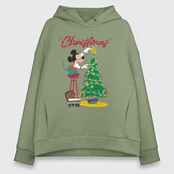 Толстовка оверсайз женская Mickeys Christmas, цвет: авокадо