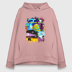 Толстовка оверсайз женская Geometry Dash: Pixel Logo, цвет: пыльно-розовый