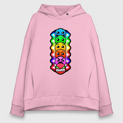Толстовка оверсайз женская Geometry Dash: Smiles, цвет: светло-розовый