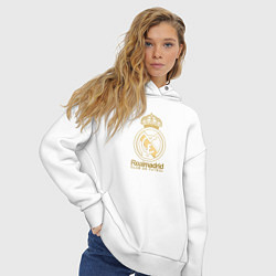 Толстовка оверсайз женская Real Madrid gold logo, цвет: белый — фото 2
