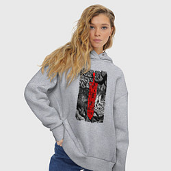 Толстовка оверсайз женская BERSERK SWORD БЕРСЕРК МЕЧ, цвет: меланж — фото 2