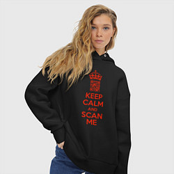 Толстовка оверсайз женская Keep calm and scan me - fuck off, цвет: черный — фото 2