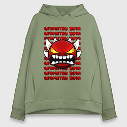 Толстовка оверсайз женская GEOMETRY DASH КРАСНЫЙ ОГНЕННЫЙ ДЕМОН, цвет: авокадо