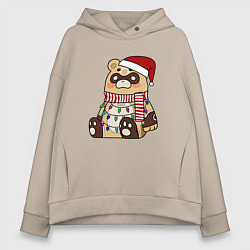 Толстовка оверсайз женская ГОБА БОГ ОЧАГА НОВОГОДНИЙ, цвет: миндальный