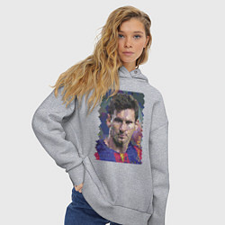 Толстовка оверсайз женская Lionel Messi - striker, Barcelona, цвет: меланж — фото 2