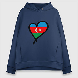 Толстовка оверсайз женская Azerbaijan Heart, цвет: тёмно-синий
