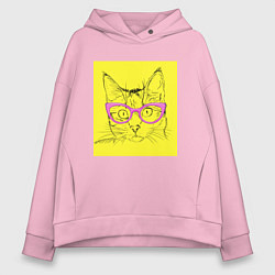 Толстовка оверсайз женская Гламурная кошка, цвет: светло-розовый