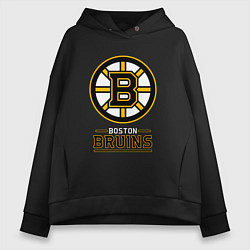 Толстовка оверсайз женская Boston Bruins , Бостон Брюинз, цвет: черный