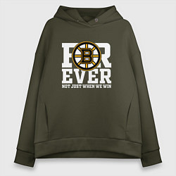 Толстовка оверсайз женская FOREVER NOT JUST WHEN WE WIN, Boston Bruins, Босто, цвет: хаки