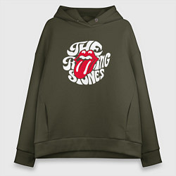 Толстовка оверсайз женская Rolling Stones, Роллинг Стоунз, цвет: хаки