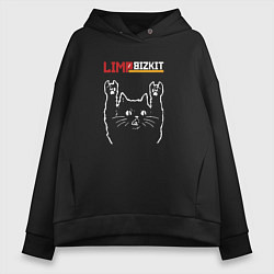 Толстовка оверсайз женская Limp Bizkit рок кот, цвет: черный