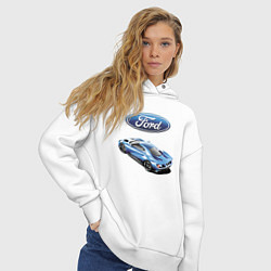 Толстовка оверсайз женская Ford Motorsport Racing team, цвет: белый — фото 2