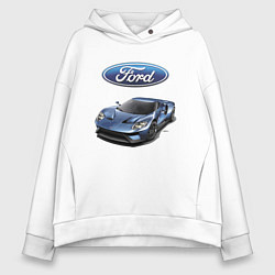 Толстовка оверсайз женская Ford - legendary racing team!, цвет: белый