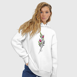 Толстовка оверсайз женская Графичный цветок, цвет: белый — фото 2